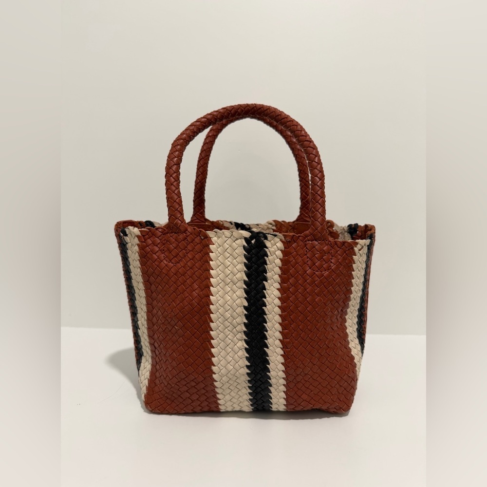 NEW Madewell The Handwoven Mini Tote leather in Dusty Redwood Multi NV808 $158 - Picture 9 of 11